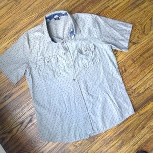Vese Mens Diamond Button Up Grey Size Large